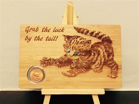 Bamboo Engraved Postcard Grab The Luck By The Tale With Swarovski