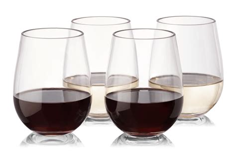 Reusable Plastic Wine Glasses Set Of 16 Stemless Unbreakable