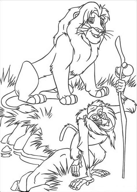 Kidsnfun Kleurplaat Lion King of de Leeuwenkoning Simba en Rafiki