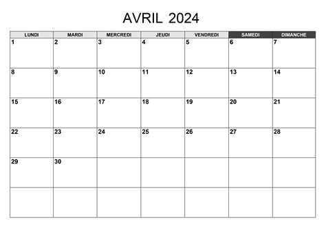 Calendrier Avril 2024 Calendriersu
