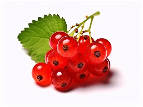 Premium Photo Vibrant Red Currants With Lush Green Leaves On A Clean