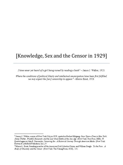 Knowledge Sex And The Censor In 1929 Pdf Social Institutions Social Science