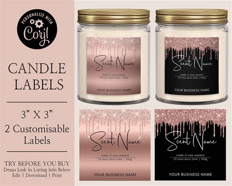 Candle Label Template Candle Label Printable Candle Label Etsy