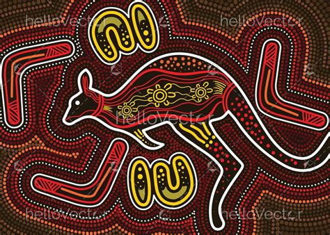 Aboriginal Dot Kangaroo Painting Vector Download Graphics And Vectors