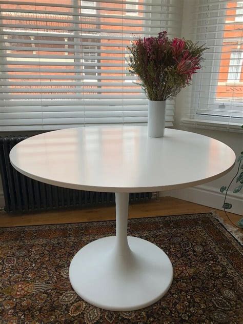 Ikea white round dining table ikea ingatorp table with images leksvik dining table ikea extendable dining room furniture ikea ingatorp extendable table white max ikea kitchen tables for your tiny apartment. Ikea Docksta Round White Table | in Hammersmith, London ...