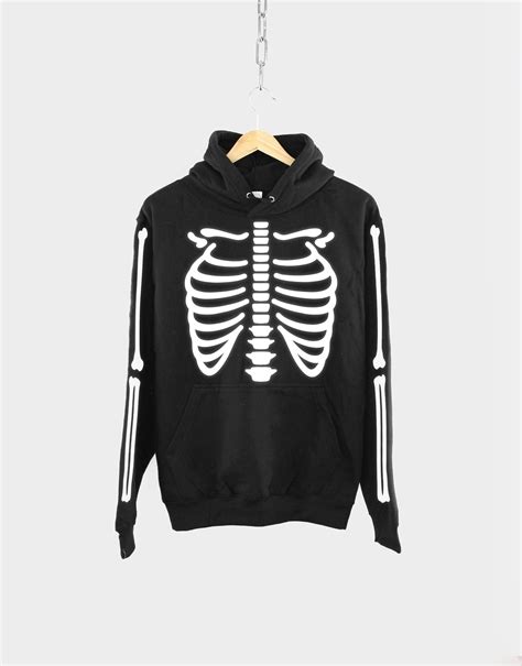 Halloween Skeleton Bones Hoodie Adult X Ray Costume Sleeve Etsy Uk