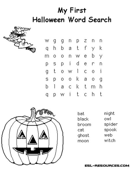 Halloween Printable Printable Halloween Word Search