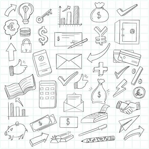 Free Vector Hand Draw Business Doodle Icon Set
