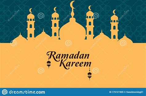 Ramadan Kareem With Gold Moon Vector Ramadhan Banner Template Stock