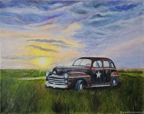 Retro Old Car Oil Painting купить на Ярмарке Мастеров F7ll3com