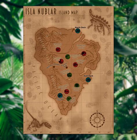 Isla Nublar Cloth Map Scroll Inspired By Jurassic Park Geekify Inc