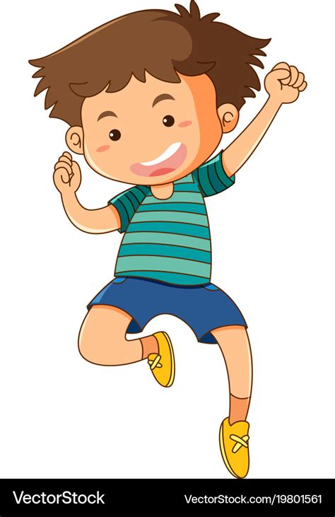 Little Boy Jumping Up On White Background Vector Image