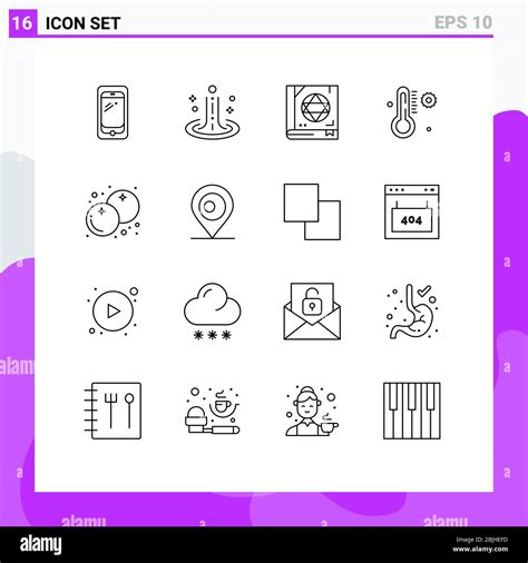Set Of 16 Modern Ui Icons Symbols Signs For Cranberry Weather Water