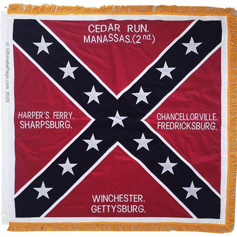 52 X 52 Inch Honors Flag Confederate Battle Flag Infantry With Golden