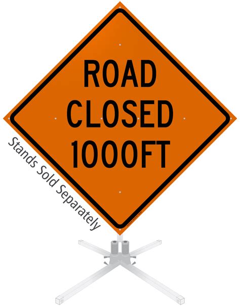 Road Closed 1000 Feet Roll Up Sign Sku Wm 0019