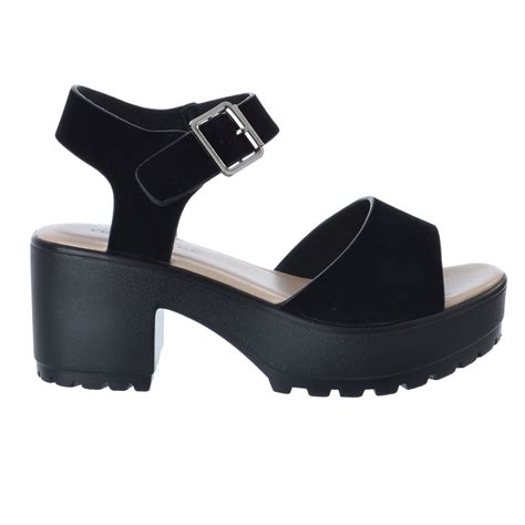 womens ladies low mid block heel platform summer ankle strap sandals shoes size ebay