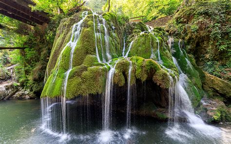 Photos Romania Bigar Waterfall Crag Nature Waterfalls Moss