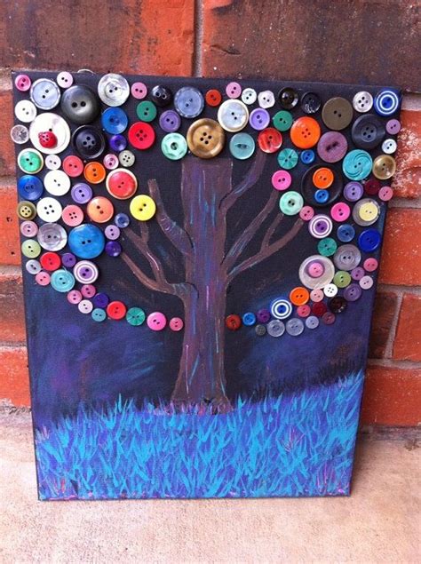 Buttons Button Tree Canvas Button Crafts Button Art