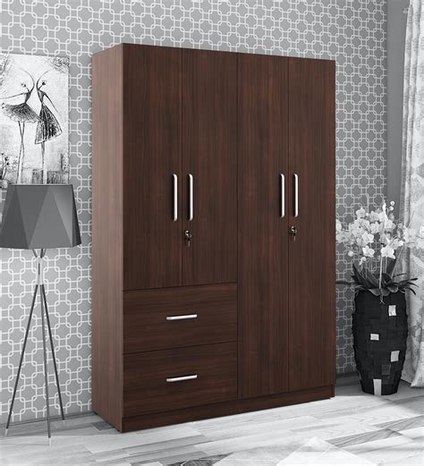 Buy Riku 4 Door Wardrobe With Drawers In Regato Walnut Colour By