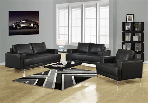 Black Bonded Leather Living Room Set Leather Living Room Set