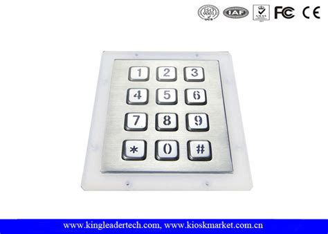 Panel Mount Numeric Backlit Metal Keypad With 12 Illuminated Keys For