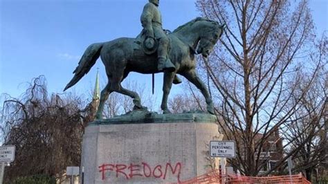 Robert E Lee Statue Vandalized In Charlottesville