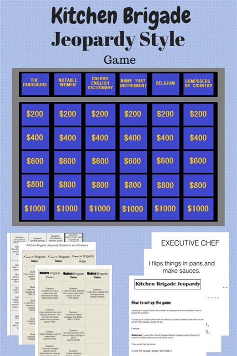 This Is A Jeopardy Style Game To Engage Your Culinary Students About