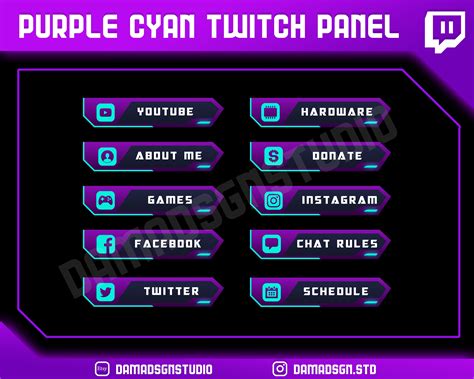Twitch Panels Purple Cyan Etsy