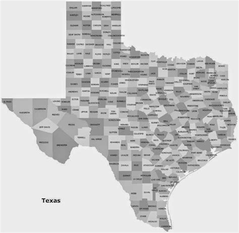 Map Of Texas Counties With Names Printable