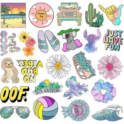 50 Pack Summer Stickers Aesthetic Waterproof Sticker Bundle Etsy