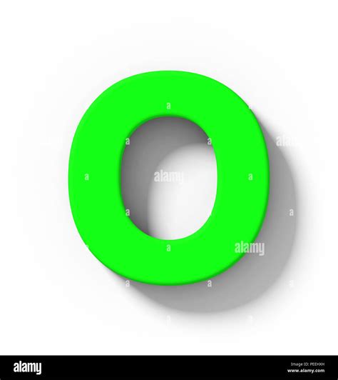Letra O 3d Verde Aislado En Blanco Con Sombra Proyección Ortogonal