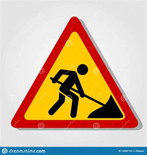 Road Work Ahead Sign Isolated On White Background Vector Illustration