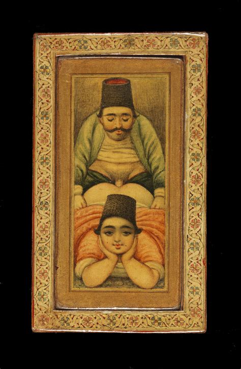 bonhams an erotic qajar lacquer mirror case persia 19th century 2