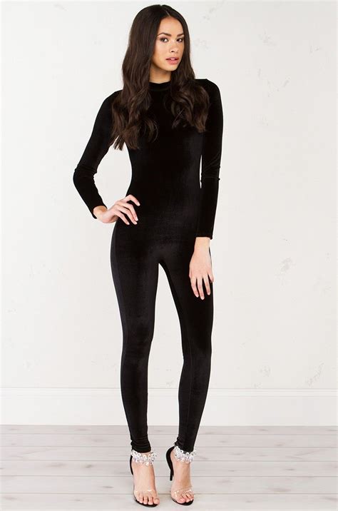 Velvet Catsuit In Black In 2020 Catsuit Catsuit Outfit Fashion