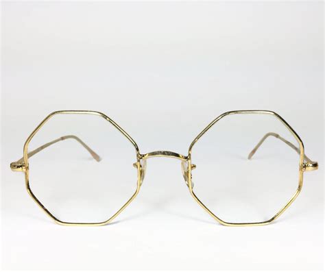 Vintage 1960s Oversized Gold Octagon Eyeglass Frame Zinger Vintage Glasses Eyeglasses