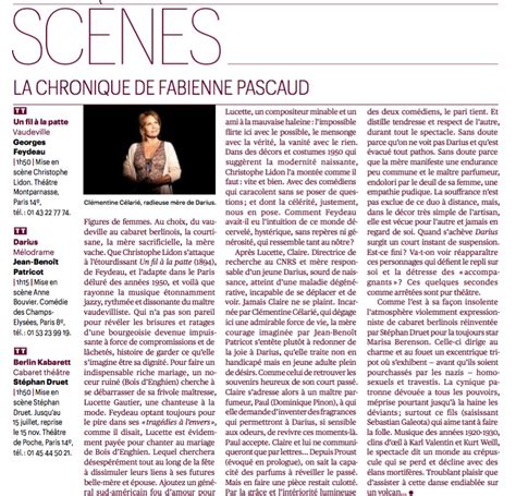 Critique Télérama Juillet 2018 Darius Comédie Des Champs Elysées Jean Benoît Patricot