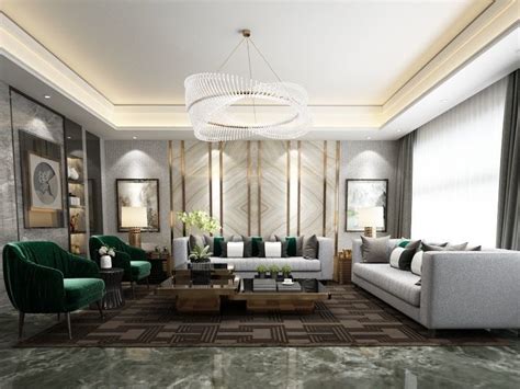 3d Model Post Modern Luxury Livingroom And Its Scene
