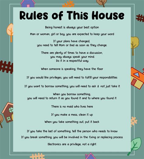 Free Printable House Rules Chart Printable Templates