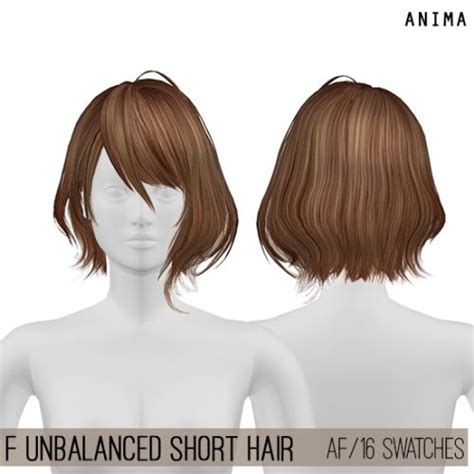 Female Unbalanced Short Hair For The Sims 4 By Anima Spring4sims