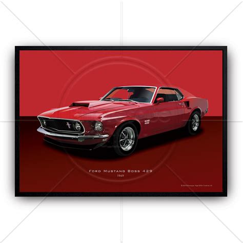 Ford Mustang Boss 429 American Muscle Car Poster Us 1960s Etsy