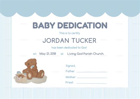 Baby Dedication Certificate Template Printable Printable Templates Free