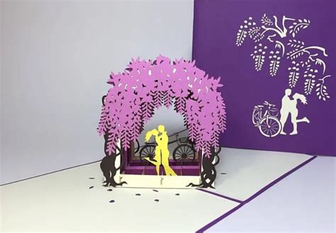 Couple Under Wisteria Arbor Pop Up Card 3d Lovevalentines Dayanniversary Card 1299 Picclick