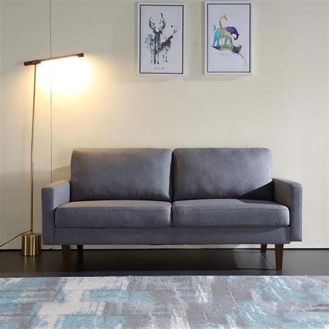 Kepooman Modern Linen Fabric Loveseat Sofa For Living Room Hotel