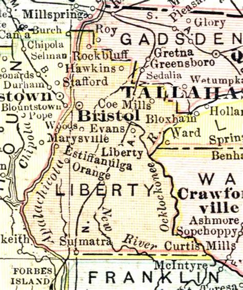 Map Of Liberty County Florida 1911