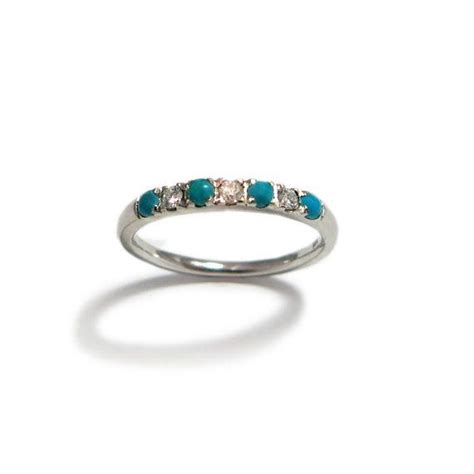Turquoise And Diamond Wedding Ring Boho Wedding Ring Wedding Ring For