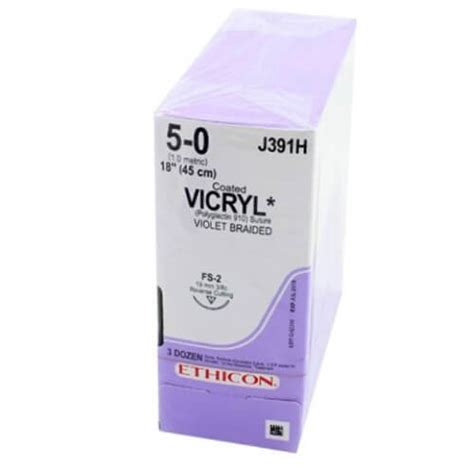 Ethicon Suture Coated Vicryl Pga Violet Braided 5 0 18 Fs 2 36
