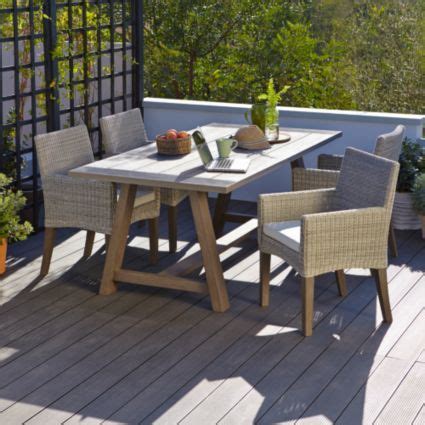 Black rattan garden furniture b&q diy. Praslin Rattan Effect & Wood 4 Seater Dining Set | Rooms ...