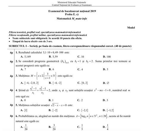 Enviii matematica 2021 bar 03 lro. Variante Bac 2020 Mate Stiinte Ale Naturii