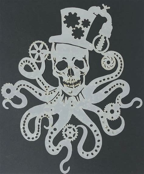 10 Mil Reusable Laser Cut Mylar Stencil Steampunk Octopus Etsy