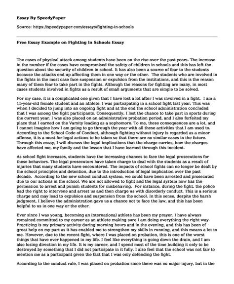 📚 Free Essay Example On Fighting In Schools